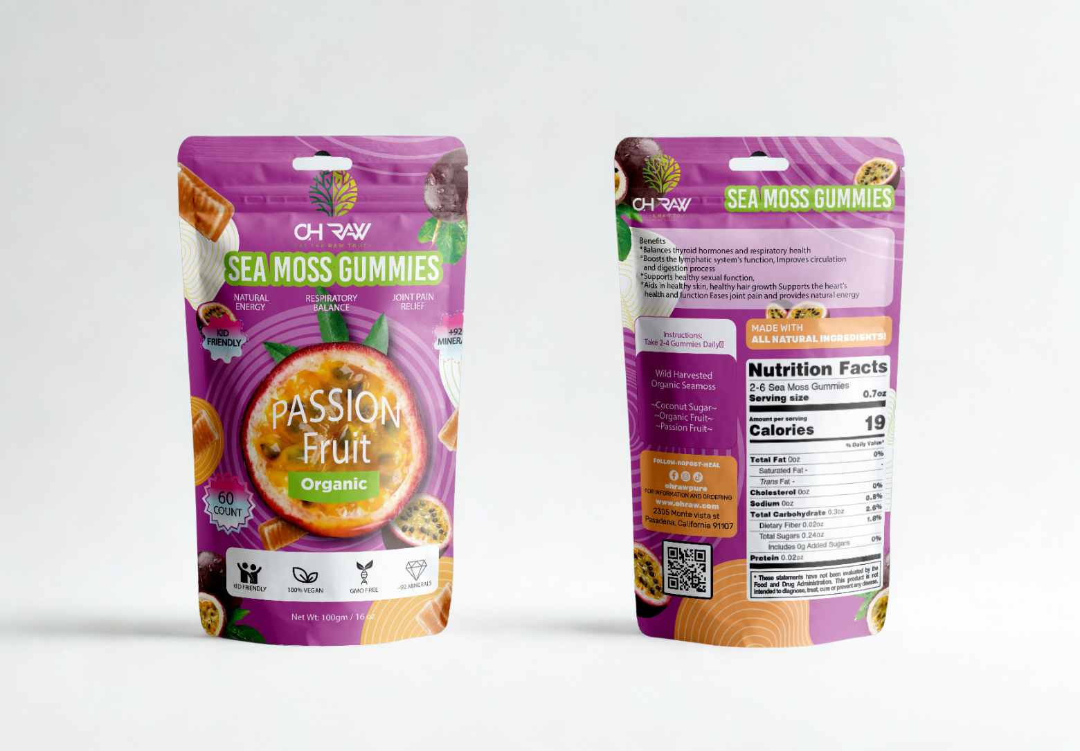 Passion Fruit Seamoss Gummies – Wildcrafted, Vegan | OH RAW!